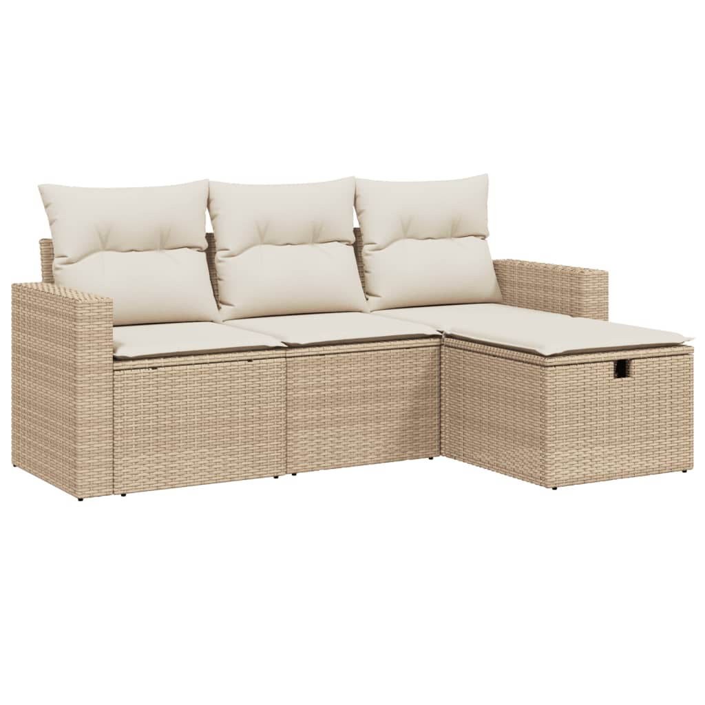 vidaXL Ensemble de canapés de jardin 4 pcs avec coussins en résine tressée beige