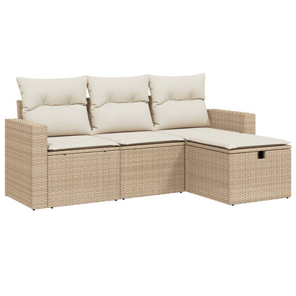 vidaXL Ensemble de canapés de jardin 4 pcs avec coussins en résine tressée beige