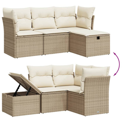 vidaXL Ensemble de canapés de jardin 4 pcs avec coussins en résine tressée beige