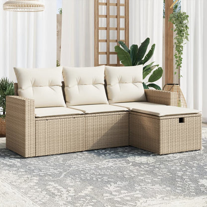 vidaXL Ensemble de canapés de jardin 4 pcs avec coussins en résine tressée beige