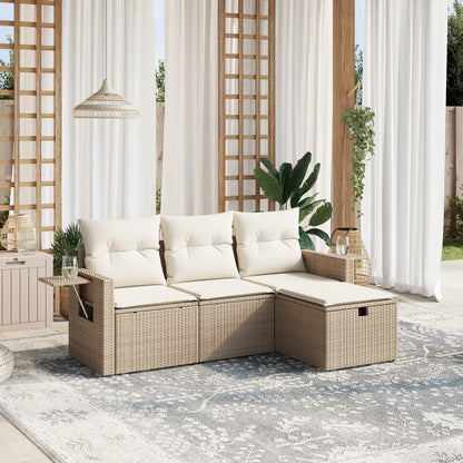 vidaXL Ensemble de canapés de jardin 4 pcs avec coussins en résine tressée beige