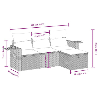 vidaXL 4-tlg. Garten-Sofagarnitur mit Kissen Beigemischung Poly Rattan
