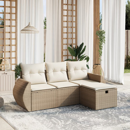 vidaXL Ensemble de canapés de jardin 4 pcs avec coussins en résine tressée beige
