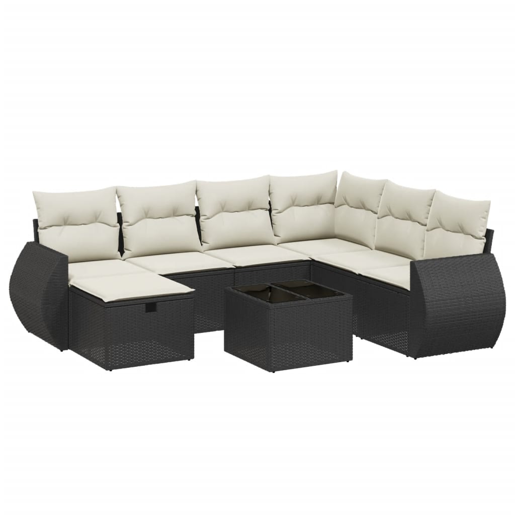 vidaXL Ensemble de canapés de jardin 8 pièces avec coussins résine tressée noir