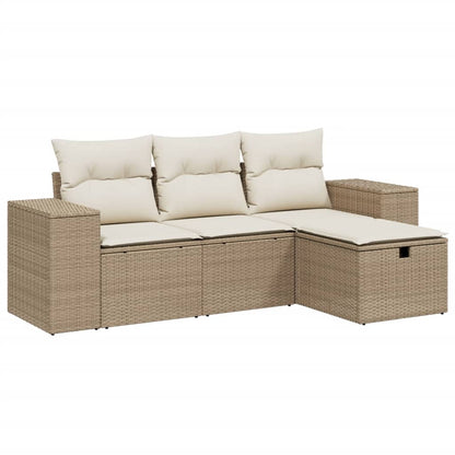 vidaXL Ensemble de canapés de jardin 4 pcs avec coussins en résine tressée beige