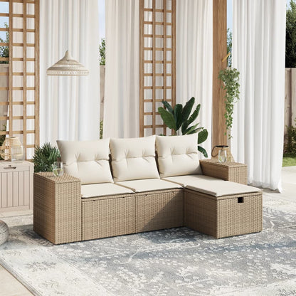vidaXL Ensemble de canapés de jardin 4 pcs avec coussins en résine tressée beige