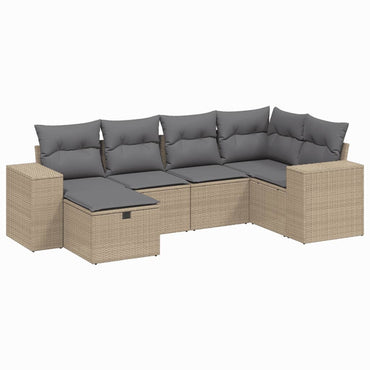 vidaXL Salon de jardin 6 pcs avec coussins beige résine tressée