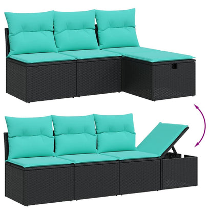 vidaXL 8-tlg. Garten-Sofagarnitur mit Kissen Schwarz Poly Rattan