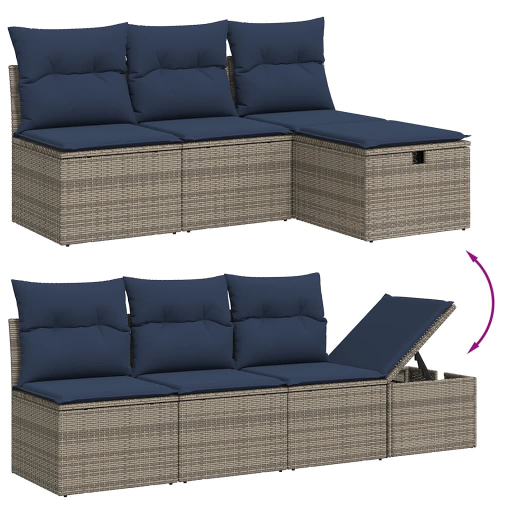 vidaXL Ensemble de canapés de jardin 8 pièces avec coussins en résine tressée grise
