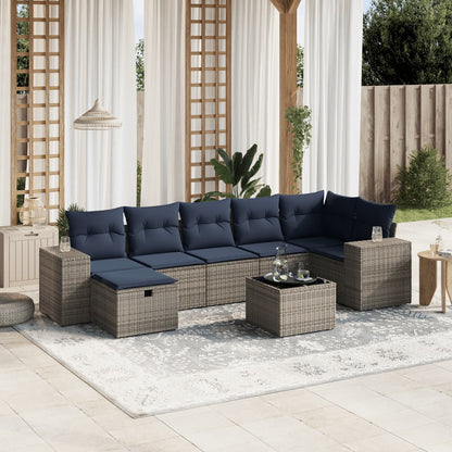 vidaXL Ensemble de canapés de jardin 8 pièces avec coussins en résine tressée grise
