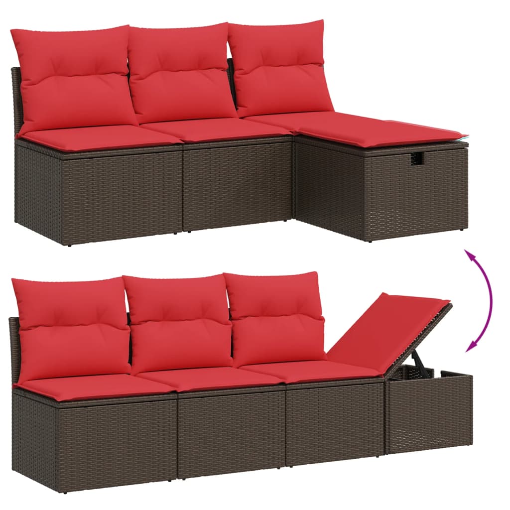 vidaXL 8-tlg. Garten-Sofagarnitur mit Kissen Braun Poly Rattan