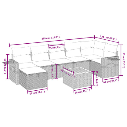 vidaXL Ensemble de canapés de jardin 8 pièces avec coussins en résine tressée grise