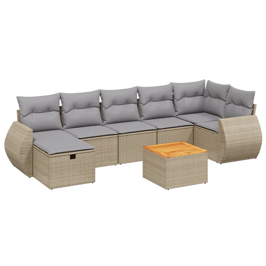 vidaXL Canapé d'angle de jardin 8 pcs avec coussins Résine tressée Beige