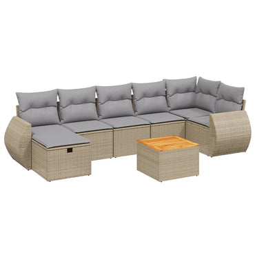vidaXL Canapé d'angle de jardin 8 pcs avec coussins Résine tressée Beige