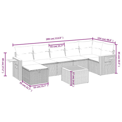 vidaXL 8-tlg. Garten-Sofagarnitur mit Kissen Schwarz Poly Rattan
