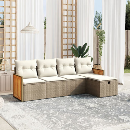 vidaXL Ensemble de canapés de jardin 5 pcs avec coussins Beige résine tressée