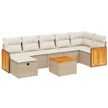 vidaXL Canapé d'angle de jardin 8 pcs avec coussins Résine tressée Beige