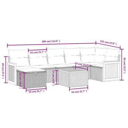 vidaXL 8-tlg. Garten-Sofagarnitur mit Kissen Grau Poly Rattan