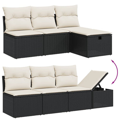 vidaXL Salon de jardin 7 pcs avec coussins Noir Résine tressée