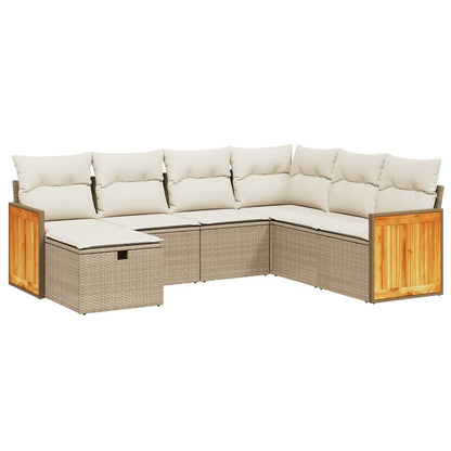vidaXL Salon de jardin 7 pièces avec coussins en résine tressée beige