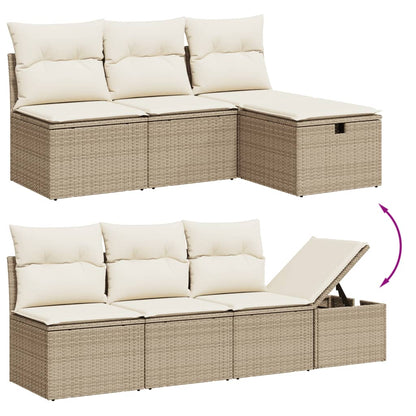 vidaXL Salon de jardin 7 pièces avec coussins en résine tressée beige