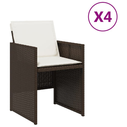 vidaXL Chaises de jardin avec coussins 4 pcs Marron Résine tressée