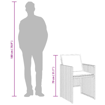 vidaXL Chaises de jardin avec coussins 4 pcs Marron Résine tressée