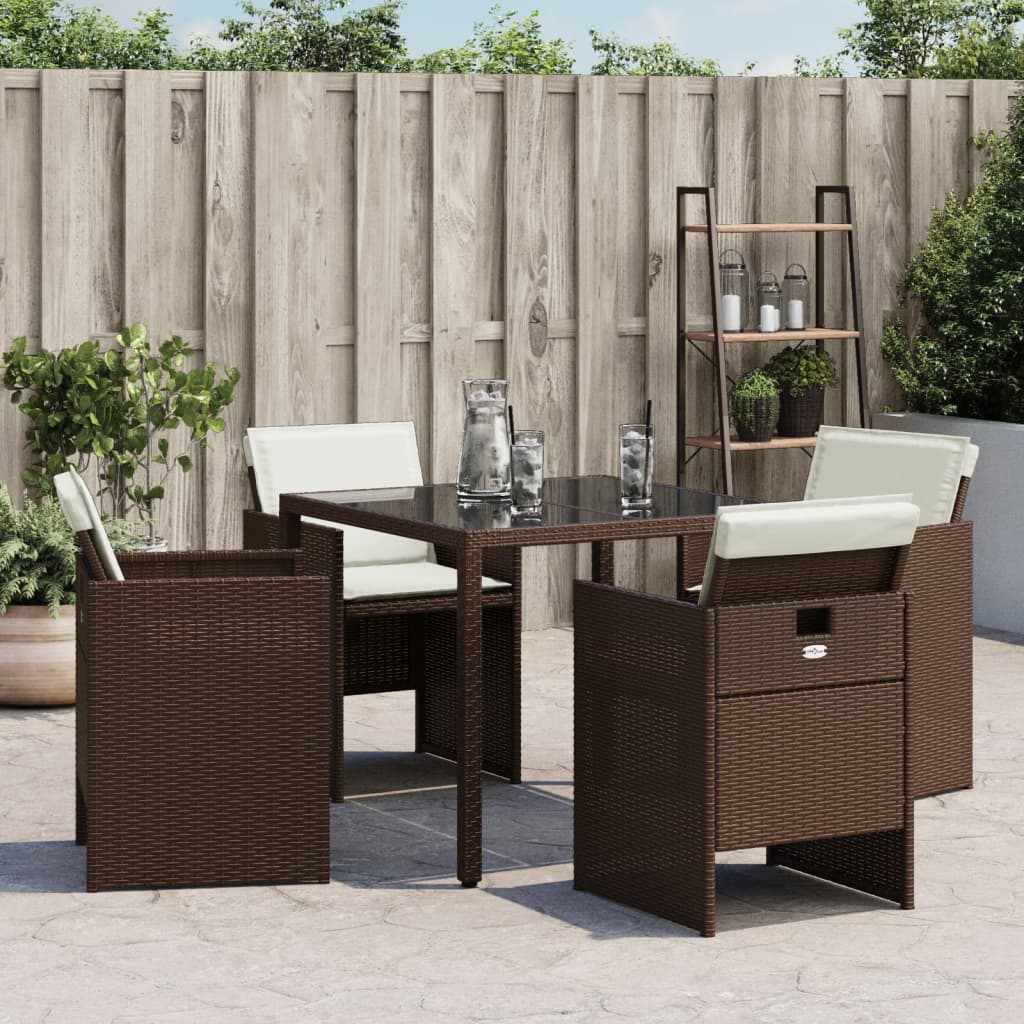 vidaXL Chaises de jardin avec coussins 4 pcs Marron Résine tressée