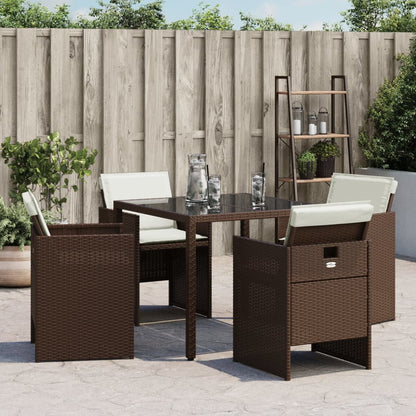 vidaXL Chaises de jardin avec coussins 4 pcs Marron Résine tressée