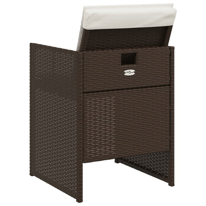vidaXL Chaises de jardin avec coussins 4 pcs Marron Résine tressée
