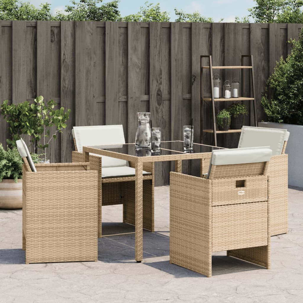 vidaXL Chaises de jardin avec coussins 4 pcs Beige Poly Rotin