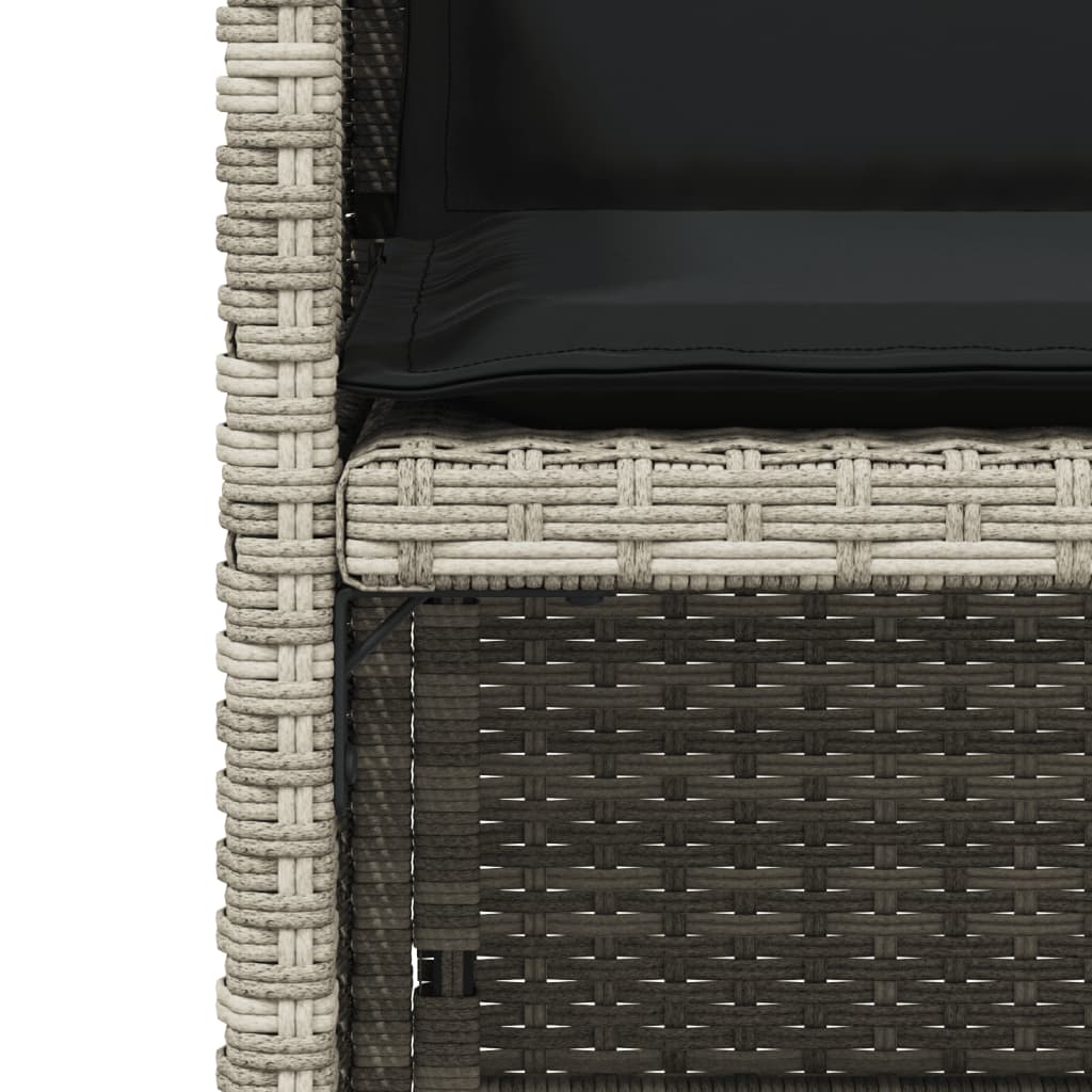 vidaXL Gartenstühle mit Kissen 4 Stk. Hellgrau Poly Rattan