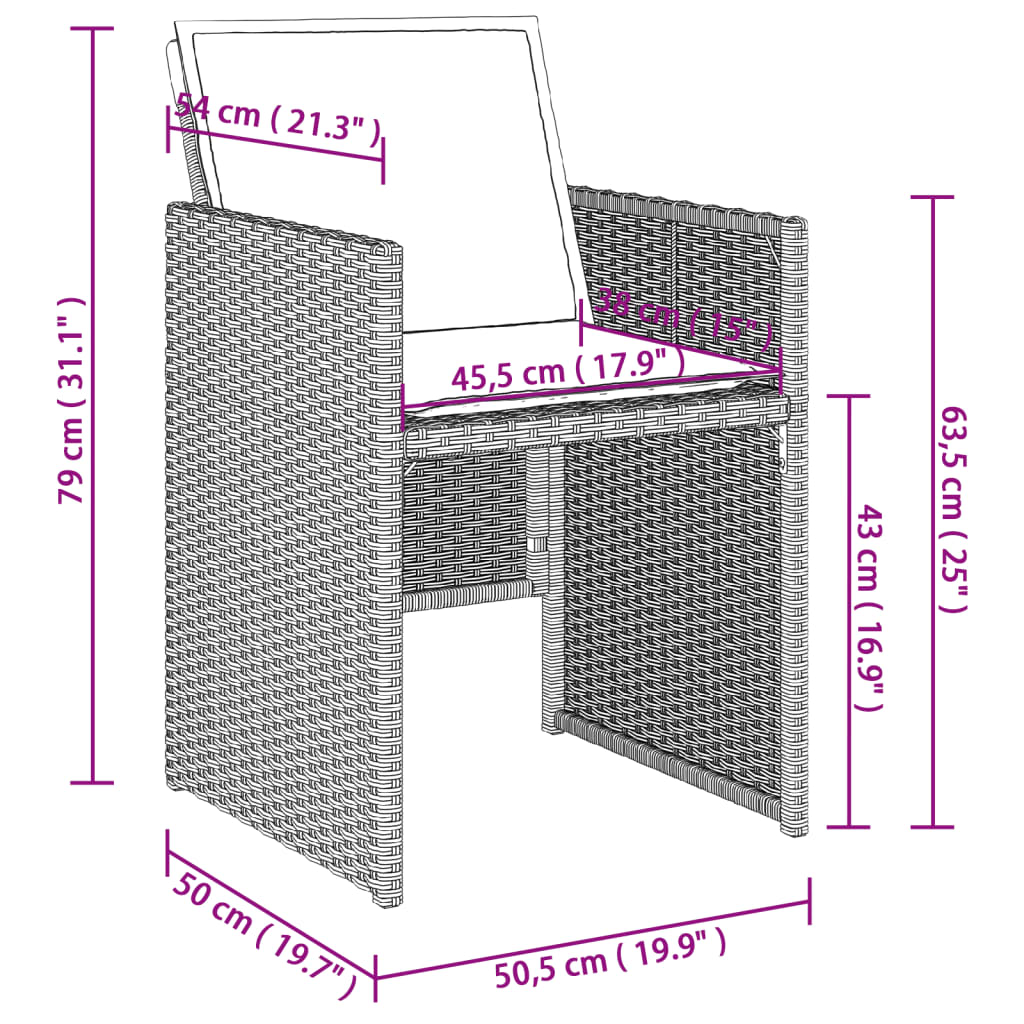 vidaXL Gartenstühle mit Kissen 4 Stk. Hellgrau Poly Rattan