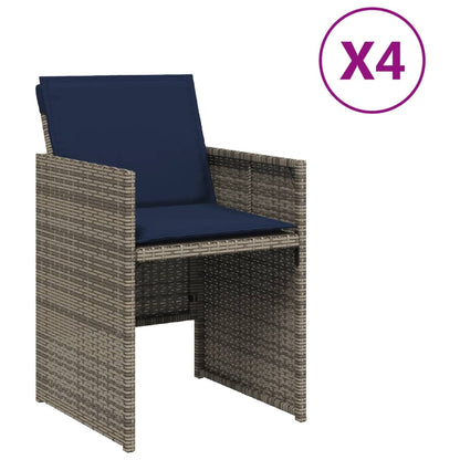vidaXL Gartenstühle mit Kissen 4 Stk. Grau Poly Rattan