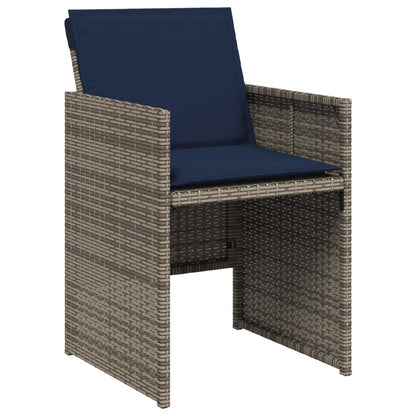 vidaXL Gartenstühle mit Kissen 4 Stk. Grau Poly Rattan