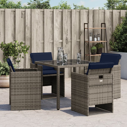 vidaXL Gartenstühle mit Kissen 4 Stk. Grau Poly Rattan