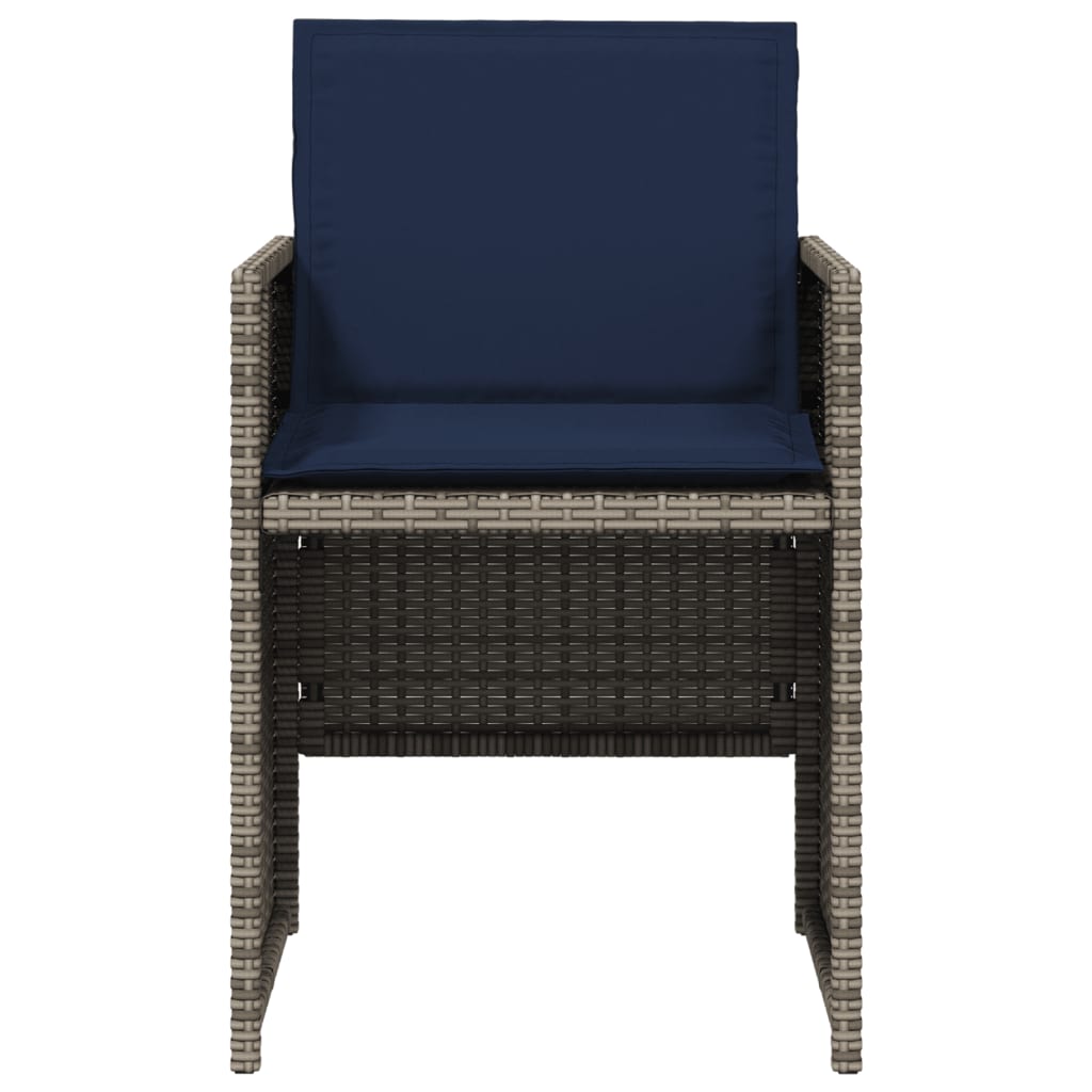 vidaXL Gartenstühle mit Kissen 4 Stk. Grau Poly Rattan