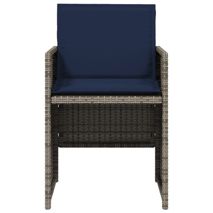 vidaXL Gartenstühle mit Kissen 4 Stk. Grau Poly Rattan