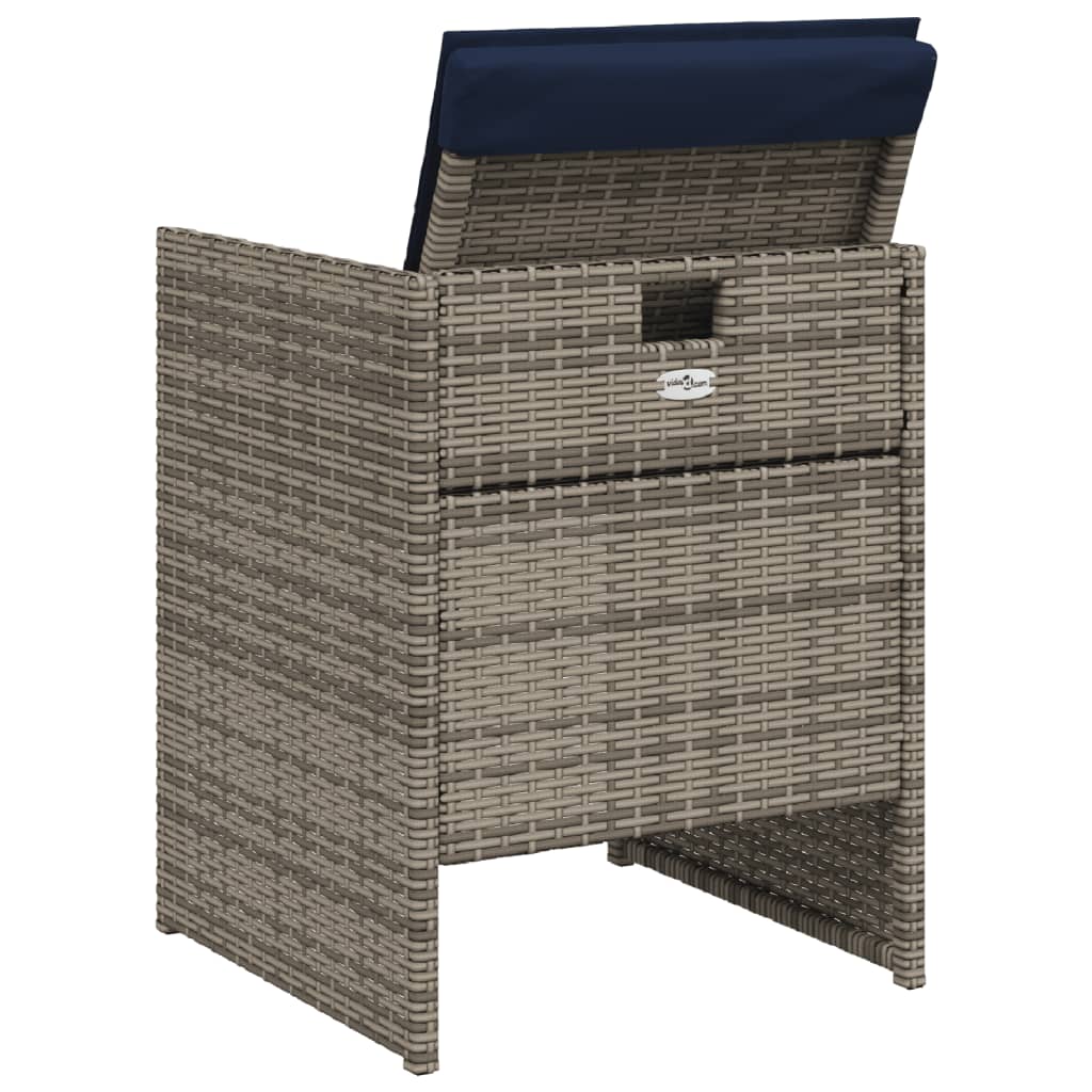 vidaXL Gartenstühle mit Kissen 4 Stk. Grau Poly Rattan