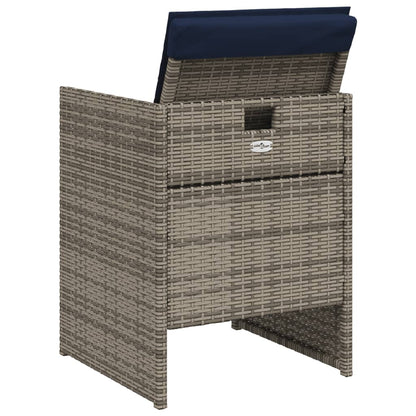 vidaXL Gartenstühle mit Kissen 4 Stk. Grau Poly Rattan