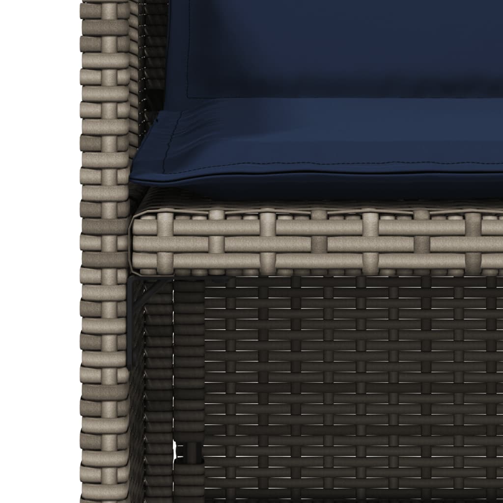 vidaXL Gartenstühle mit Kissen 4 Stk. Grau Poly Rattan