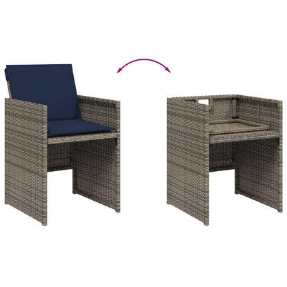 vidaXL Gartenstühle mit Kissen 4 Stk. Grau Poly Rattan