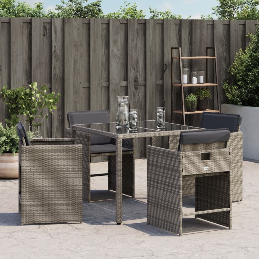 vidaXL Chaises de jardin avec coussins 4 pcs Gris résine tressée