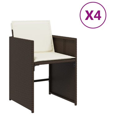 vidaXL Chaises de jardin avec coussins 4 pcs Marron Résine tressée