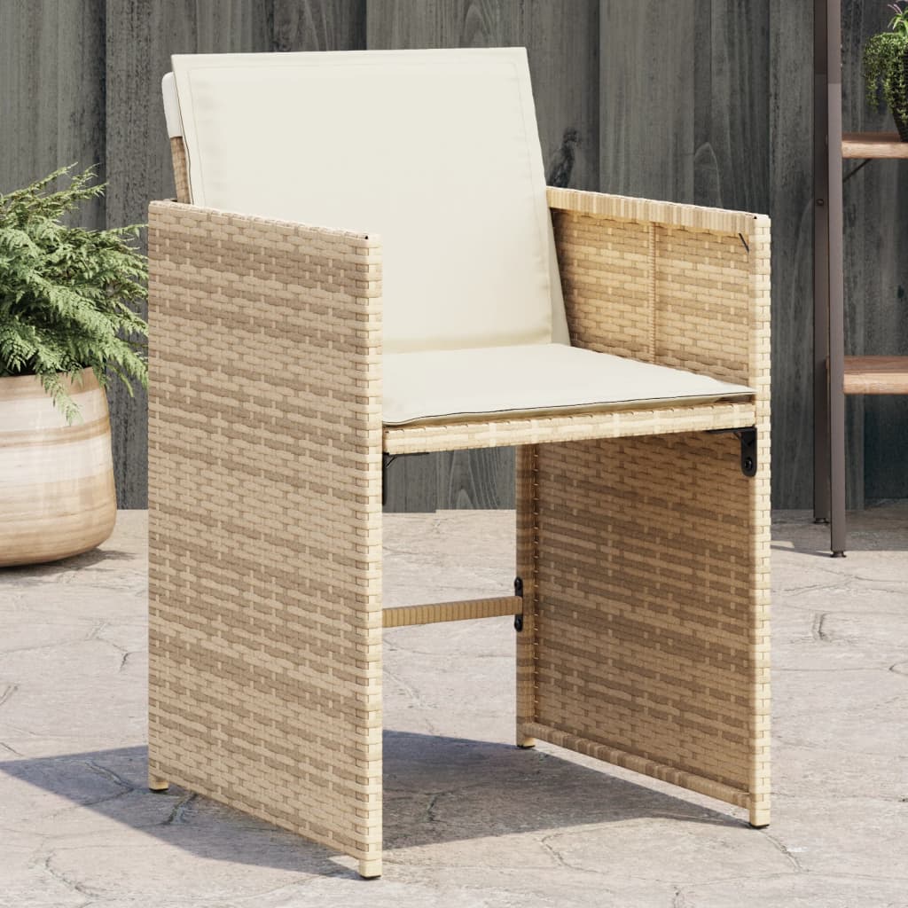 vidaXL Chaises de jardin avec coussins 4 pcs Beige Poly Rotin