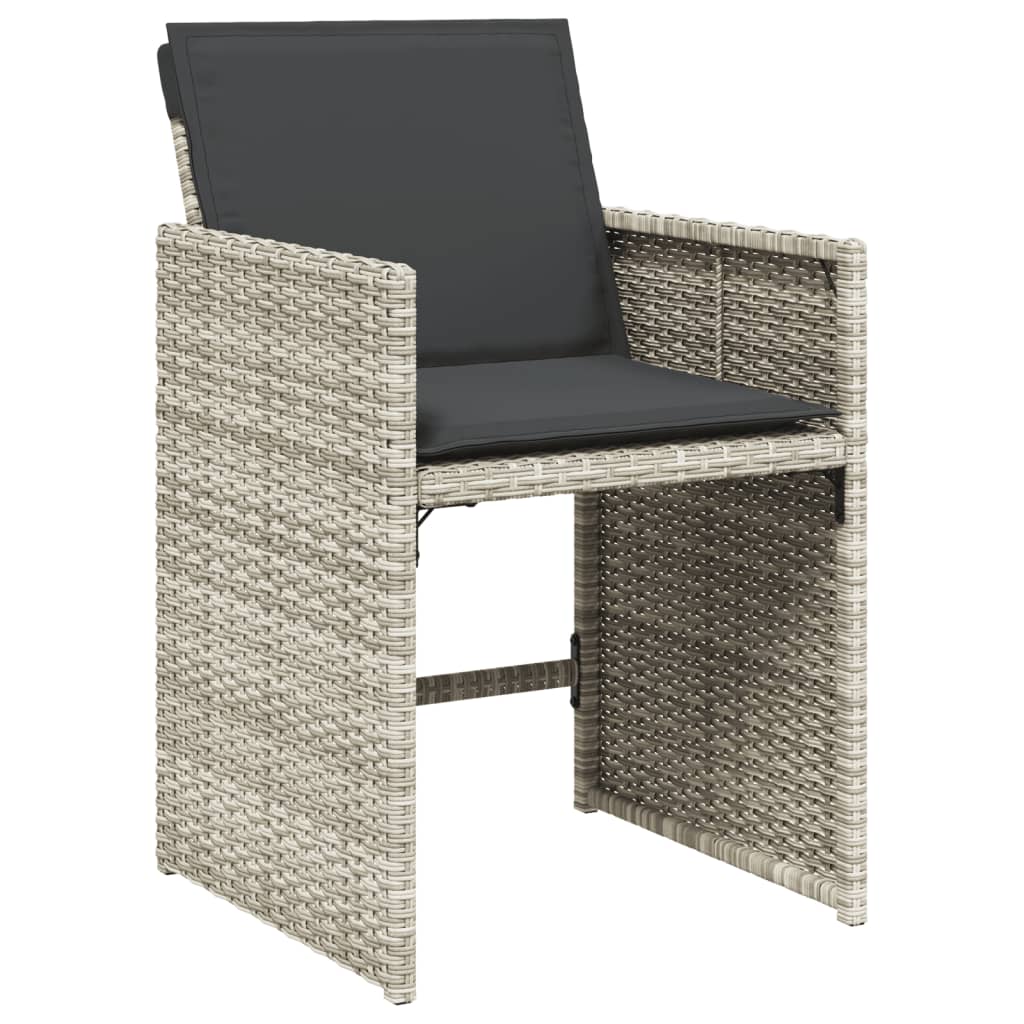 vidaXL Chaises de jardin avec coussins 4 pcs Gris clair Résine tressée