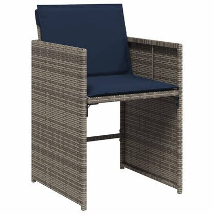 vidaXL Gartenstühle mit Kissen 4 Stk. Grau Poly Rattan