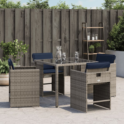vidaXL Gartenstühle mit Kissen 4 Stk. Grau Poly Rattan