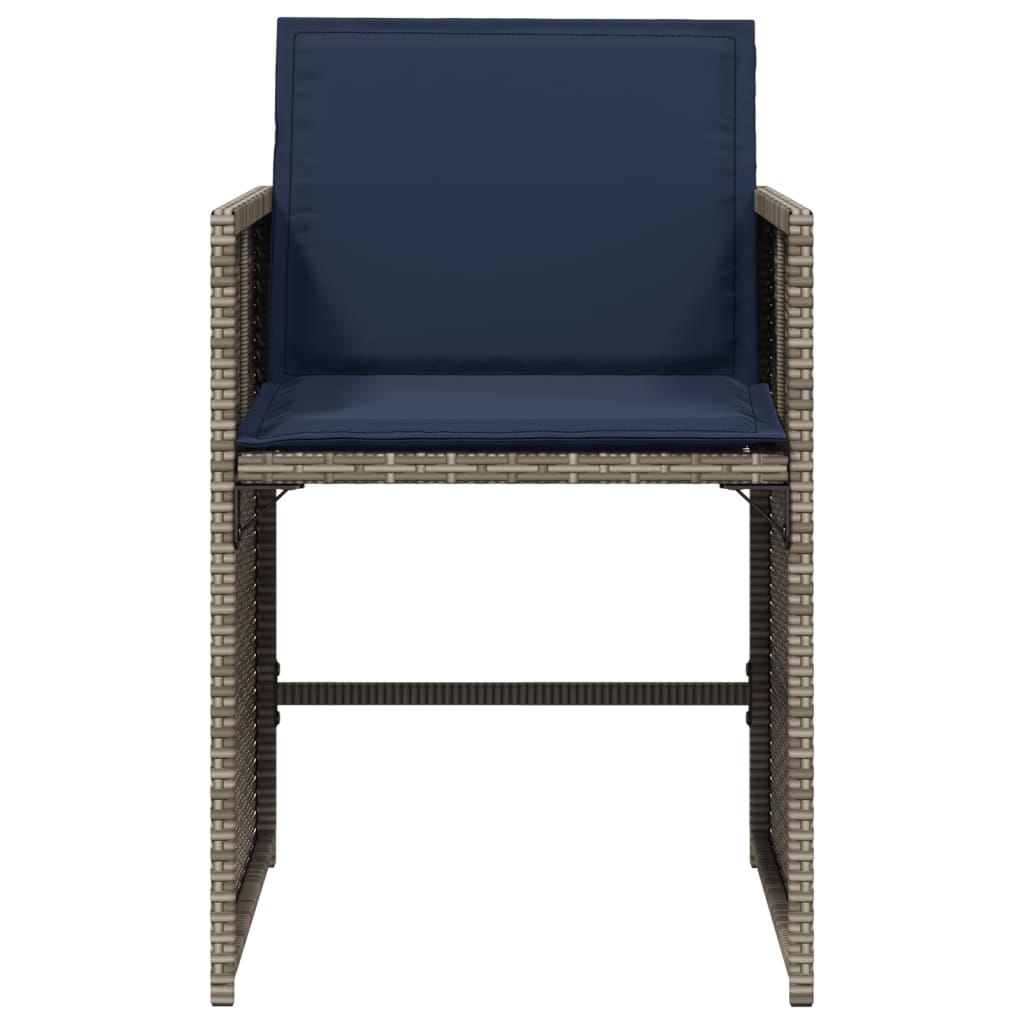 vidaXL Gartenstühle mit Kissen 4 Stk. Grau Poly Rattan
