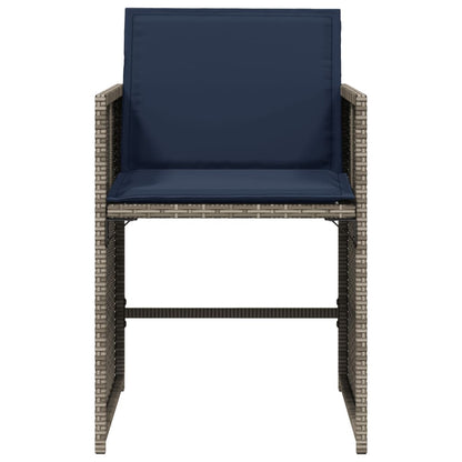 vidaXL Gartenstühle mit Kissen 4 Stk. Grau Poly Rattan